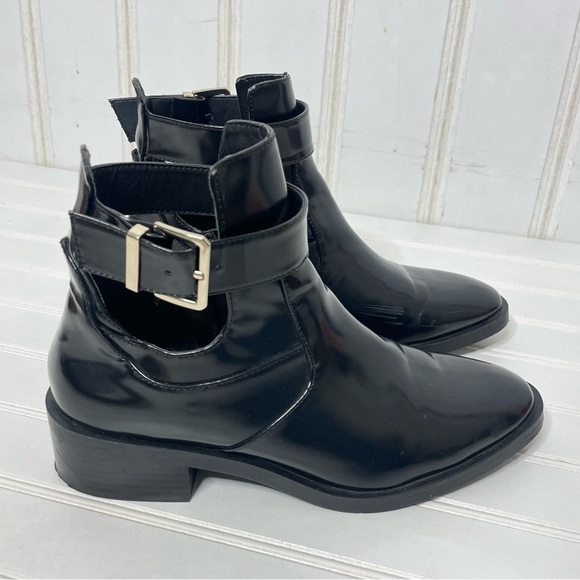Zara Black Buckle Strap Ankle Boots 331 - Picture 2 of 8